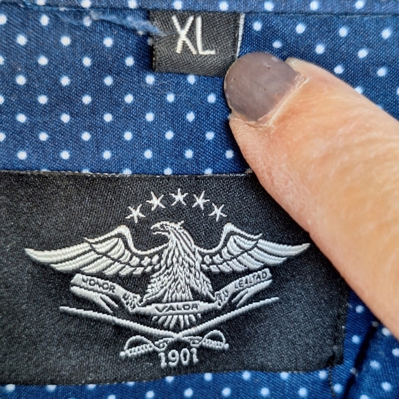 El General Shirt Cotton Navy Dotted Swiss SzXL Polyester Long Sleeve Collar/Cuff - Picture 3 of 13